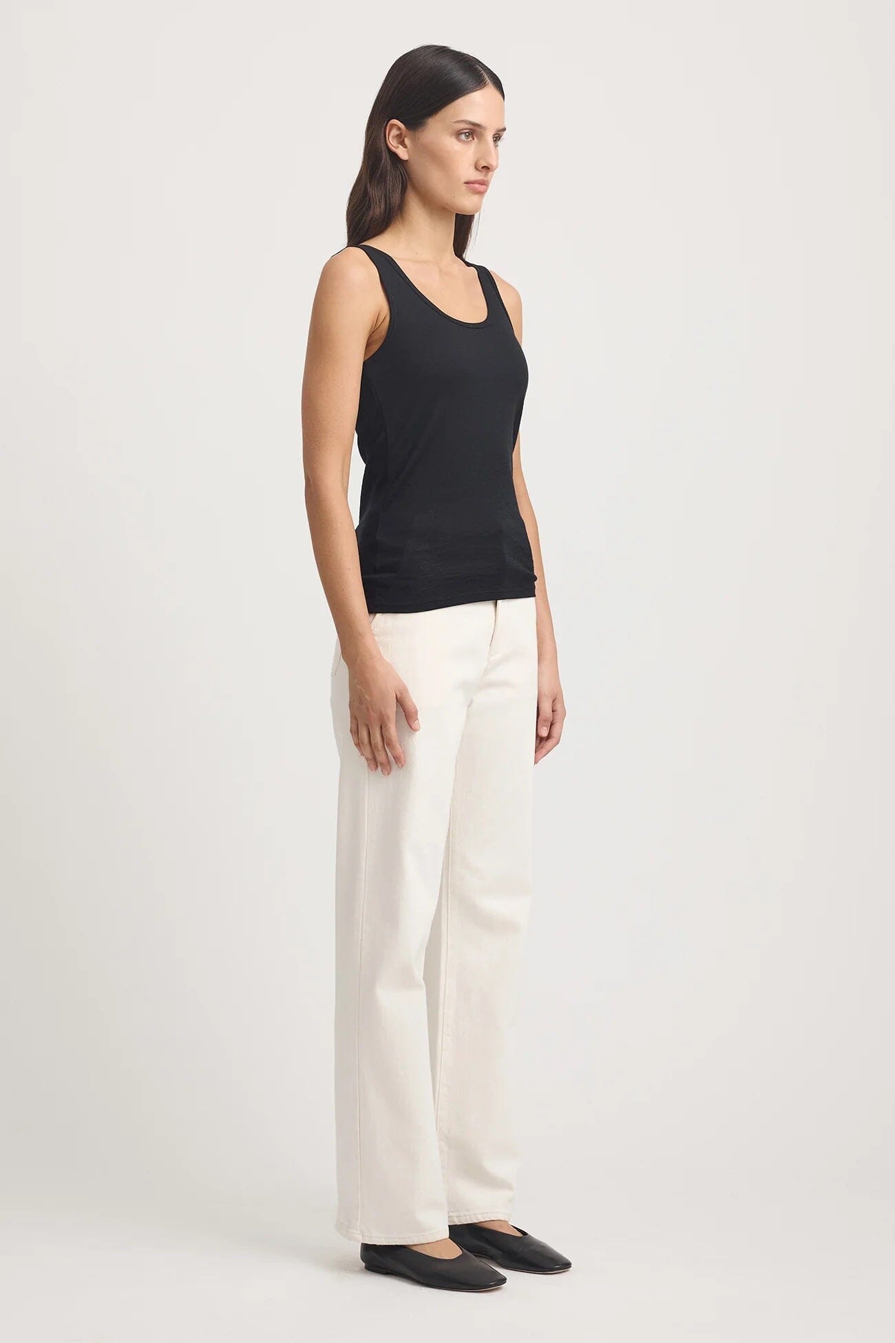 Toorallie Scoop Merino Tank - Black Toorallie