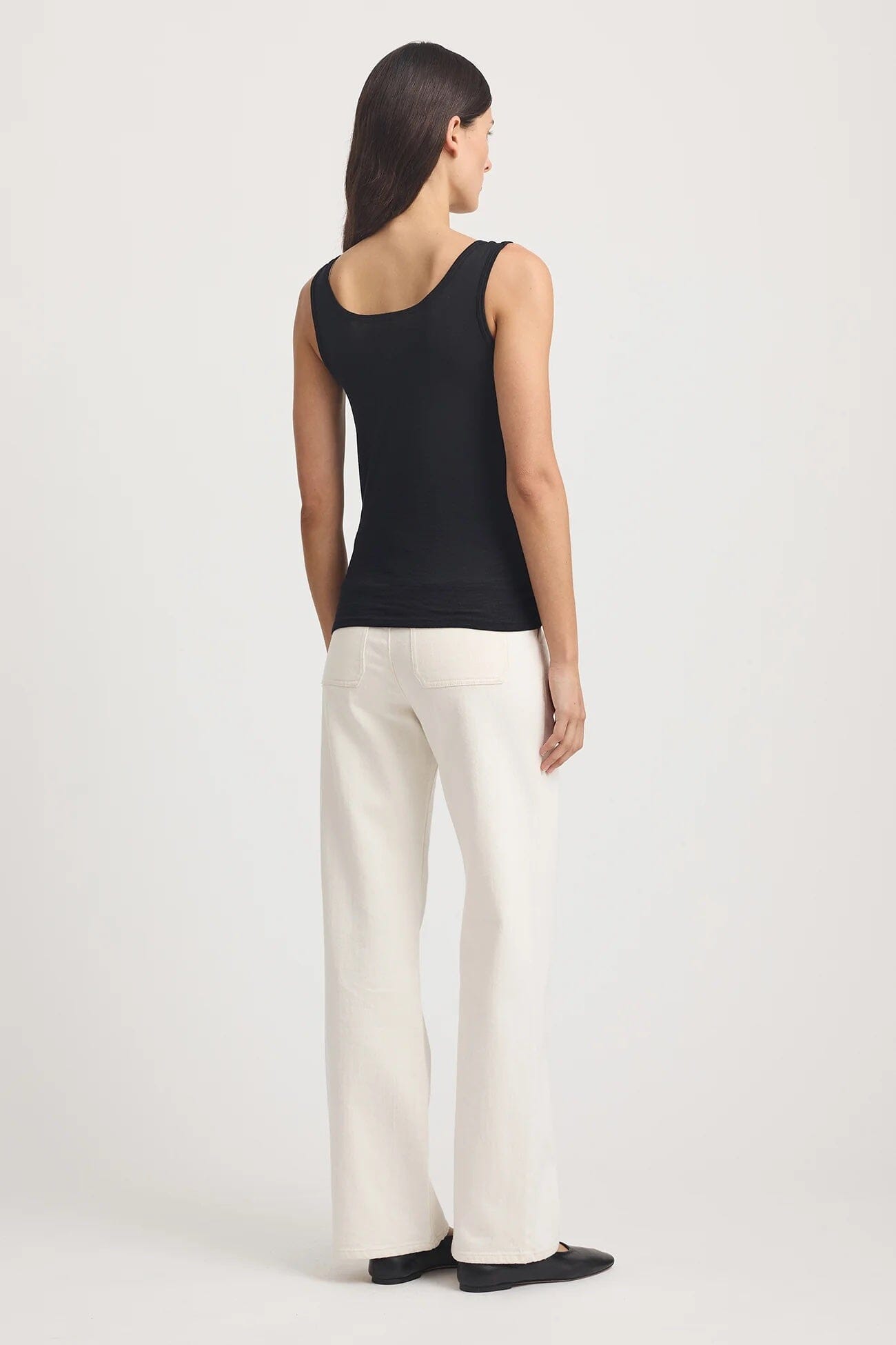 Toorallie Scoop Merino Tank - Black Toorallie