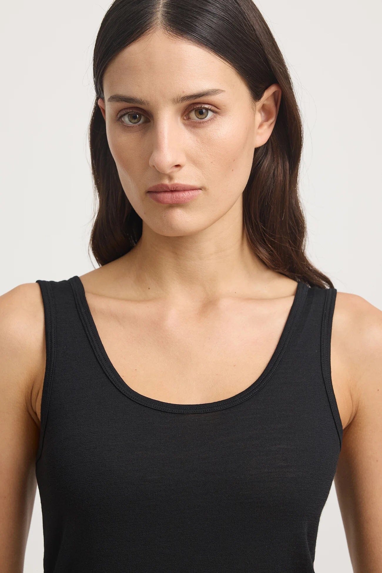 Toorallie Scoop Merino Tank - Black Toorallie