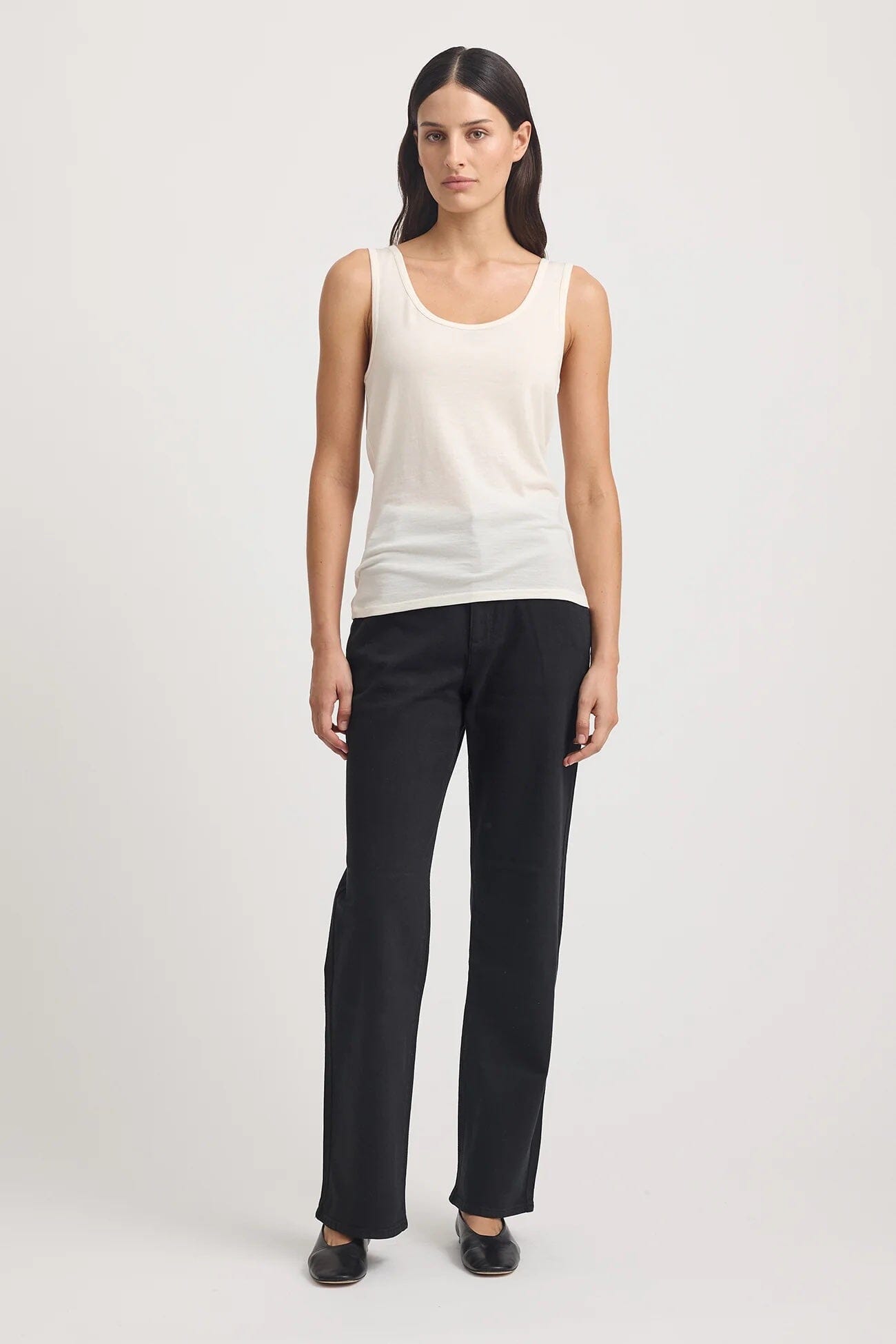 Toorallie Scoop Merino Tank - Warm White Toorallie