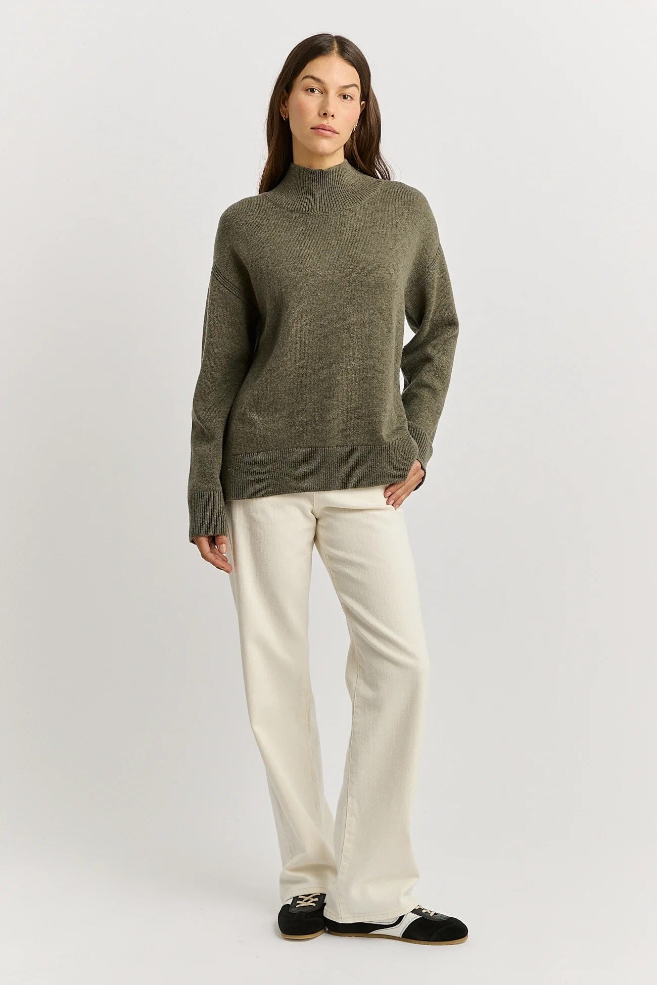 Toorallie Split Funnel Neck Knit - Kale Toorallie