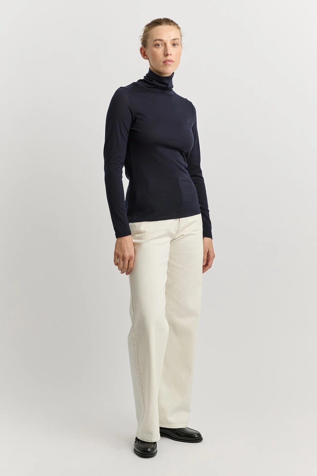 Toorallie Turtle Neck Merino Tee - Navy Toorallie