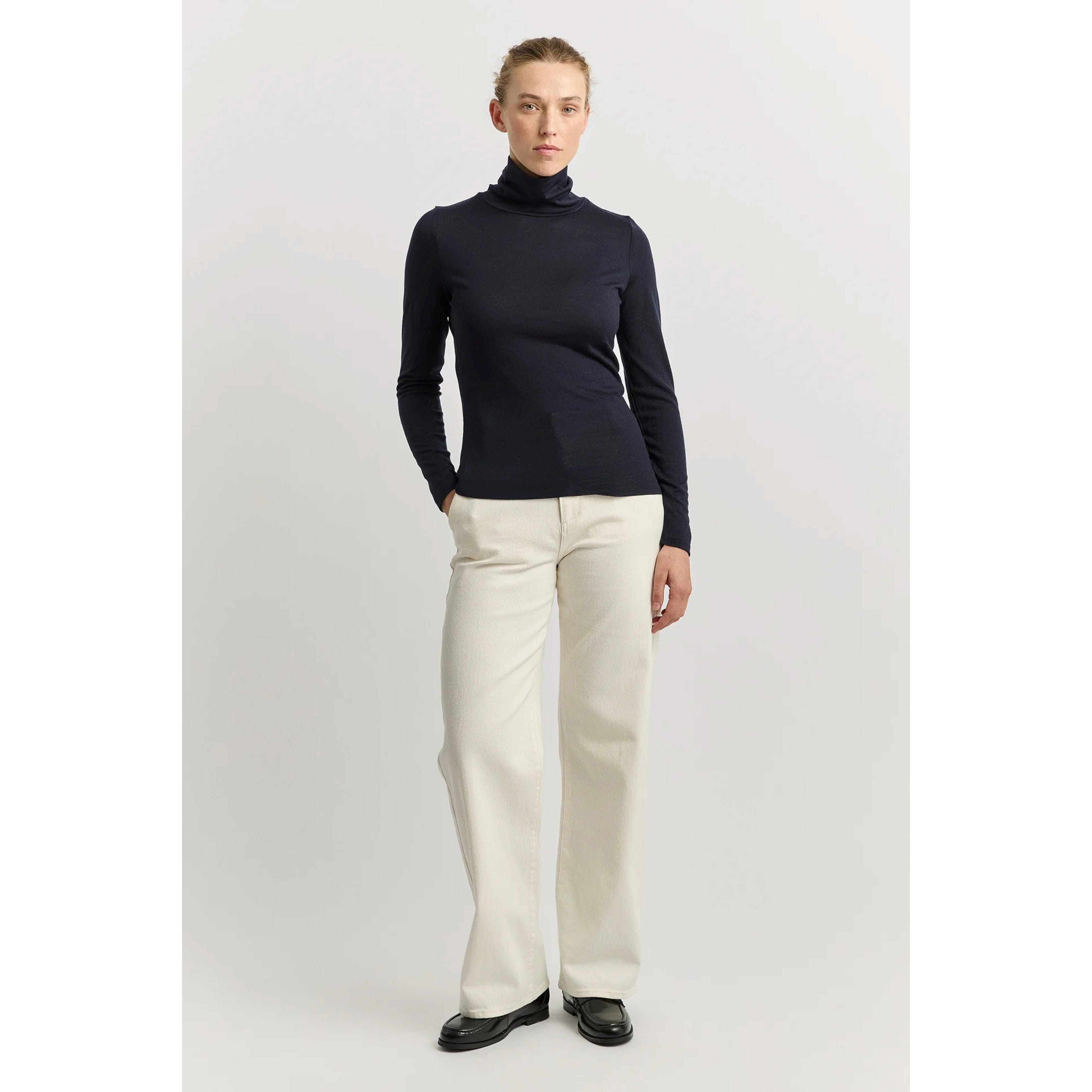 Toorallie Turtle Neck Merino Tee - Navy Toorallie