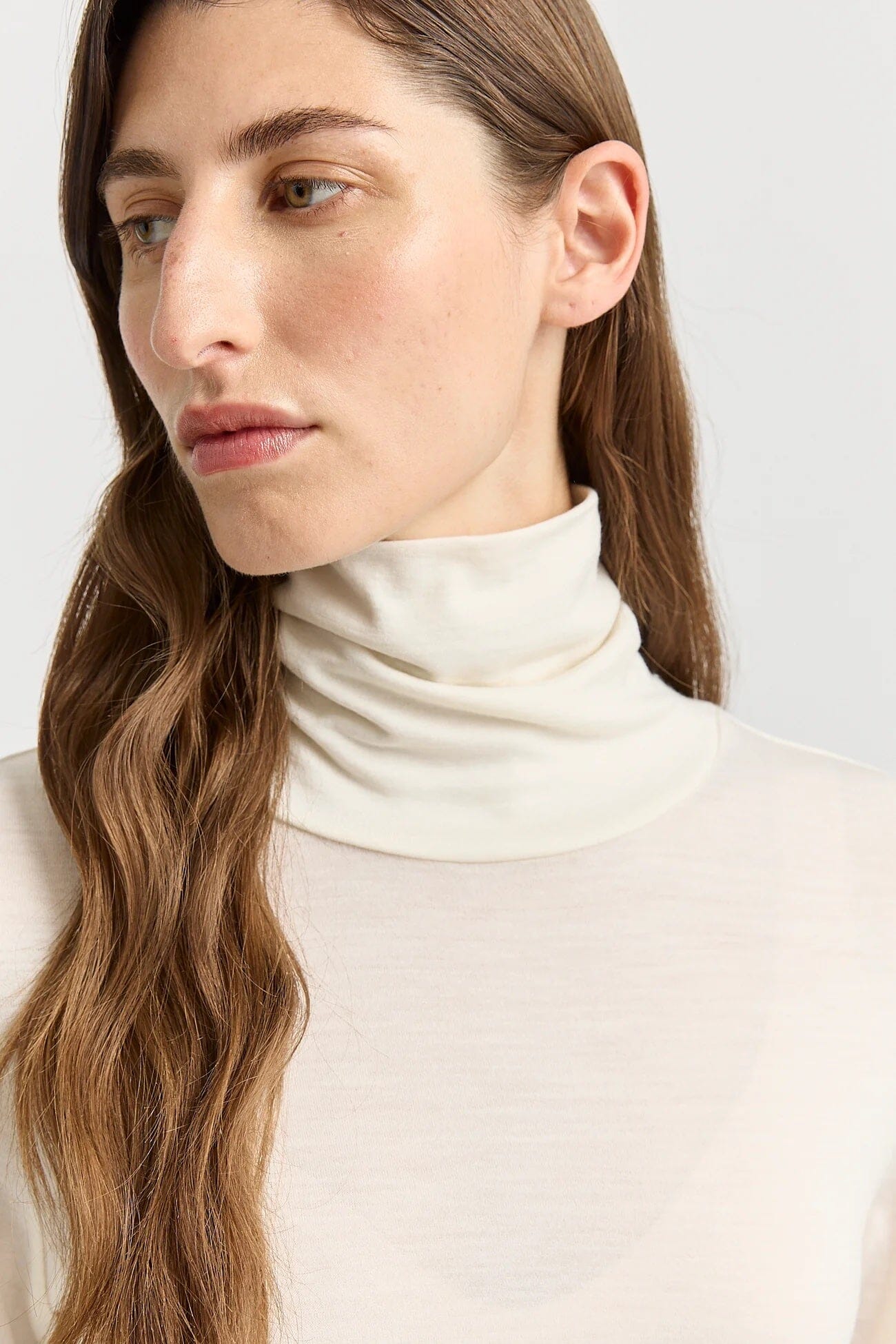 Toorallie Turtle Neck Merino Tee - Warm White Toorallie