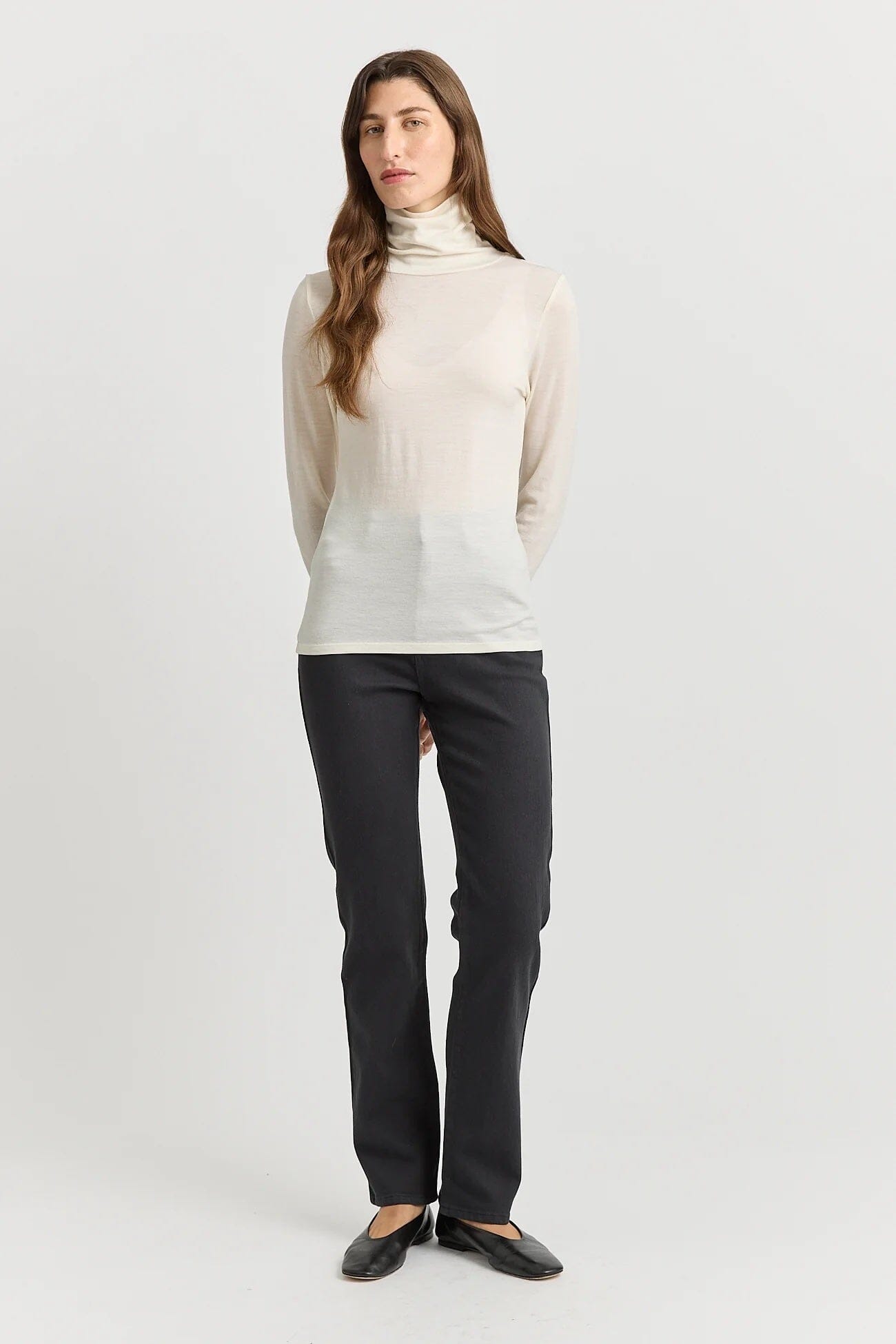 Toorallie Turtle Neck Merino Tee - Warm White Toorallie