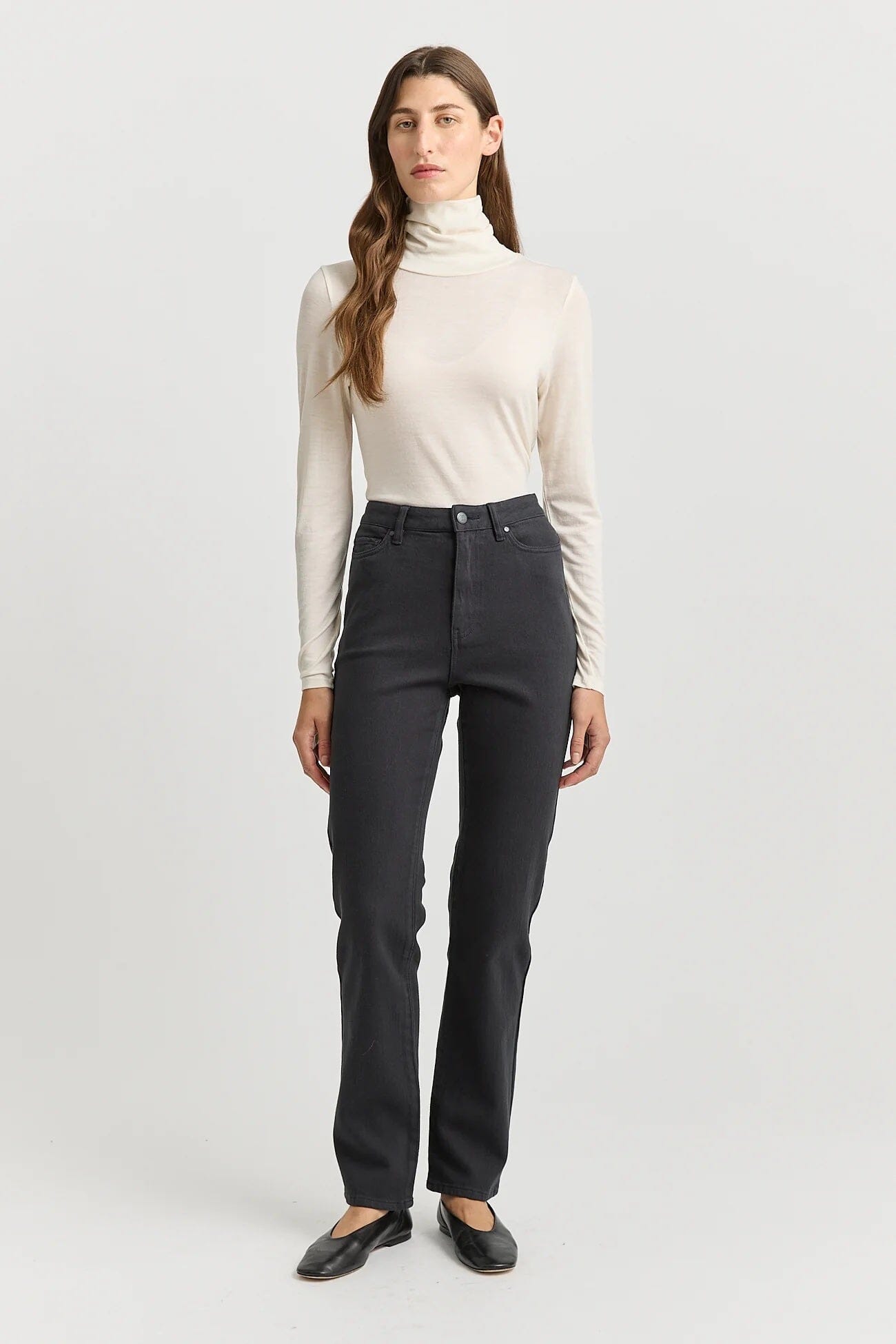 Toorallie Turtle Neck Merino Tee - Warm White Toorallie