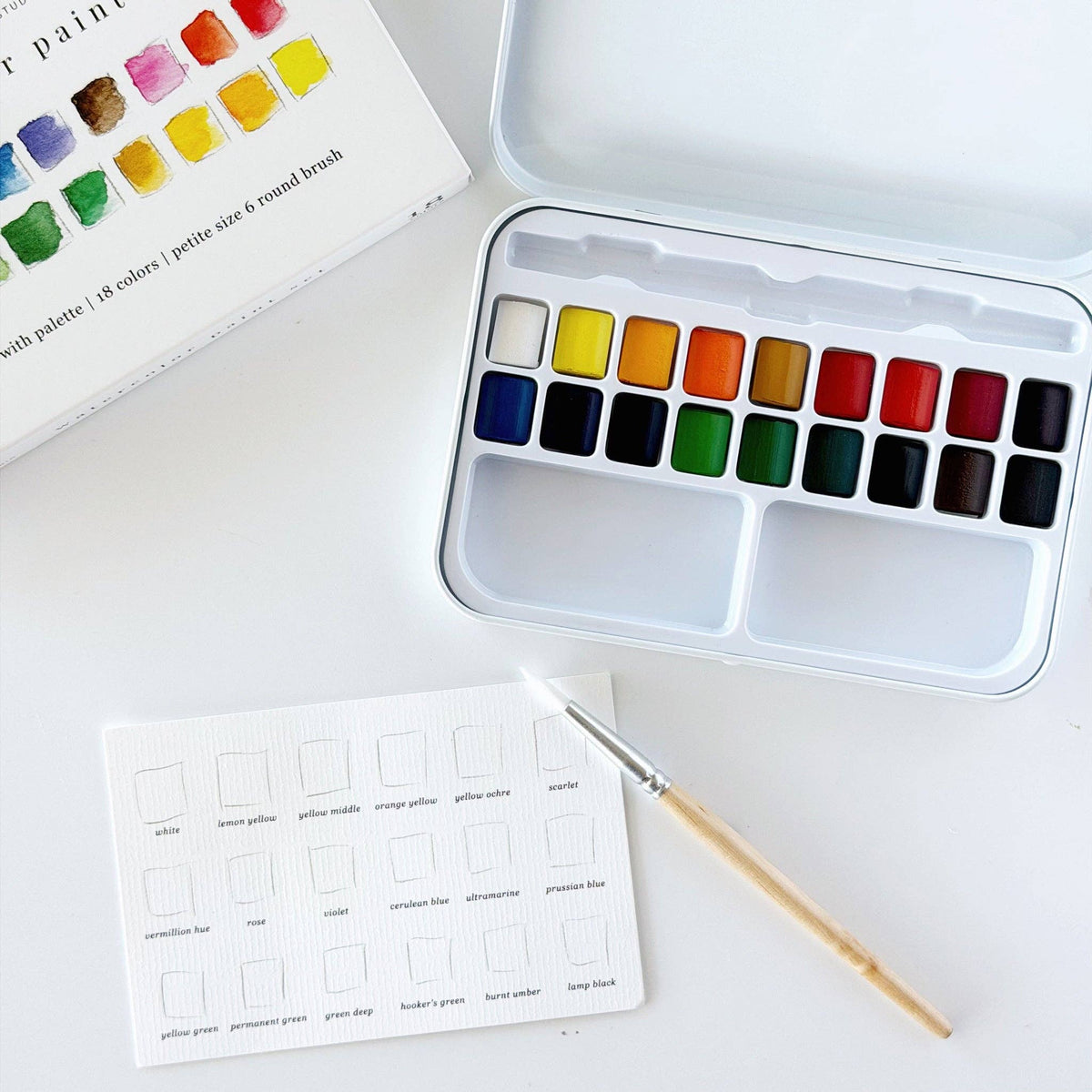Watercolour Paint Set 18 Colors with Brush emily lex studio
