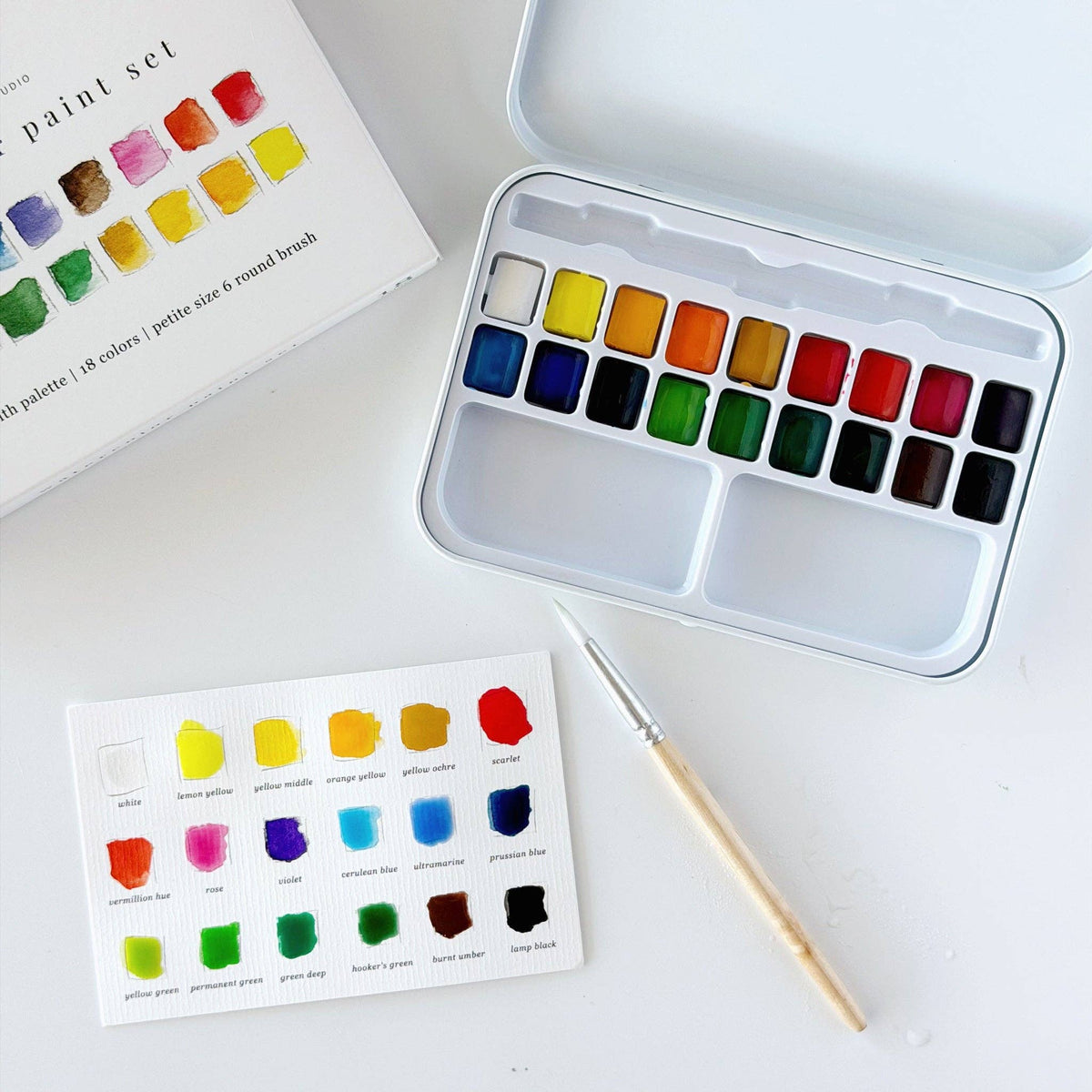 Watercolour Paint Set 18 Colors with Brush emily lex studio