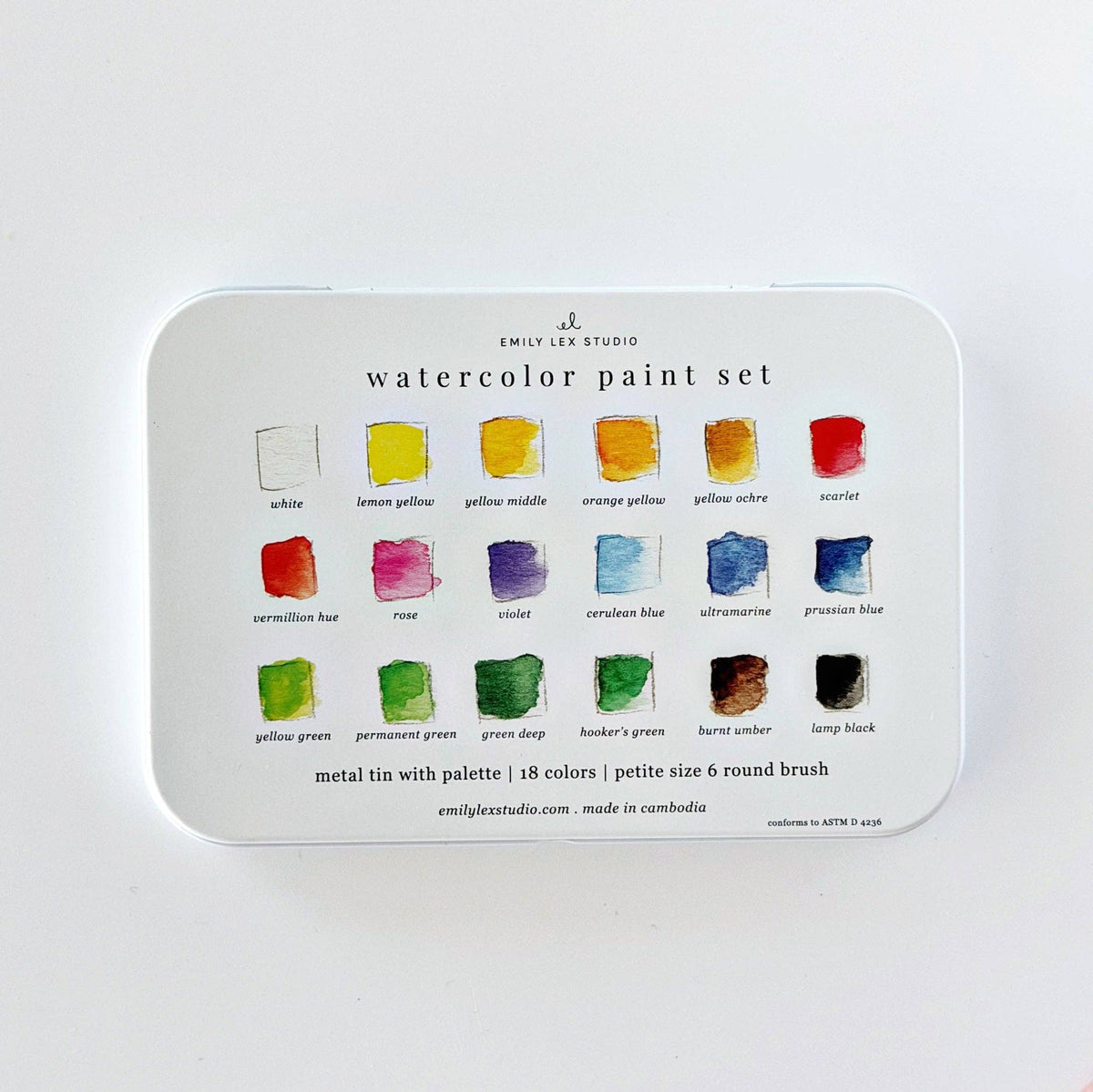 Watercolour Paint Set 18 Colors with Brush emily lex studio