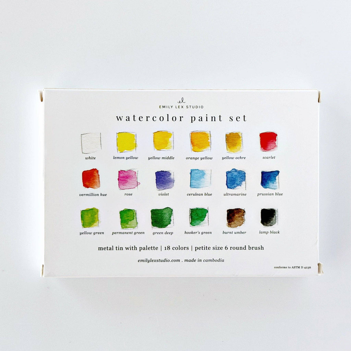 Watercolour Paint Set 18 Colors with Brush emily lex studio