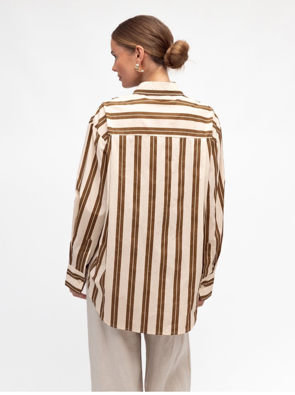 White Closet Stripe Shirt - Ecru / Choclate stripe White Closet