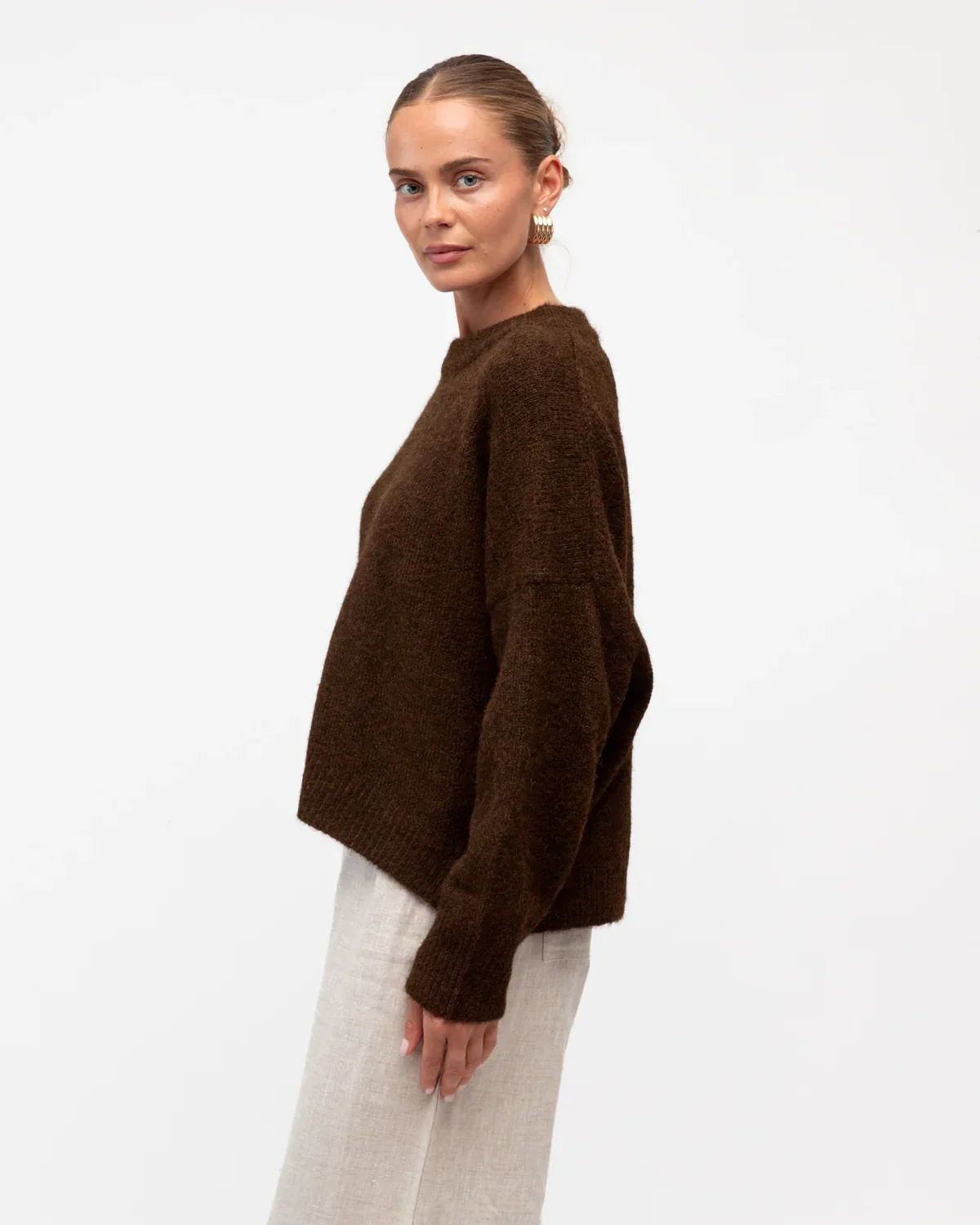 White Closet Tama Knit Jumper - Chocolate White Closet