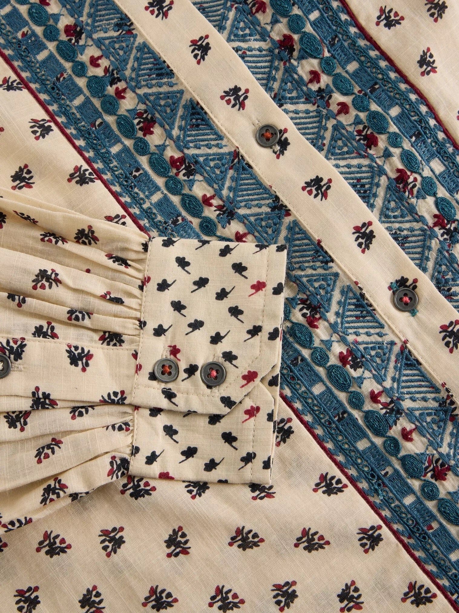 White Stuff Ari Embroidered Shirt - Ivory Multi White Stuff