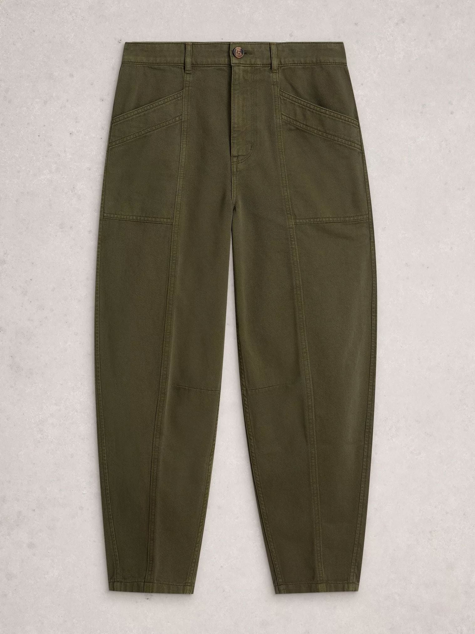 White Stuff Aubrey Barrel Trouser - Khaki Green White Stuff