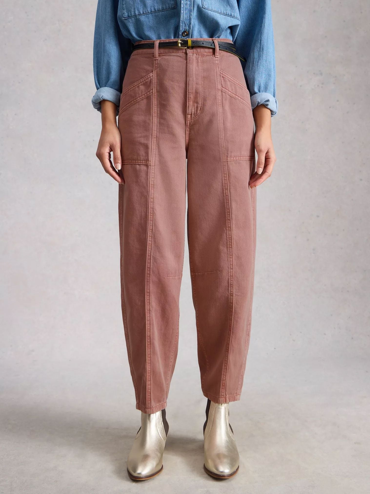 White Stuff Aubrey Barrel Trouser - Mid Pink White Stuff