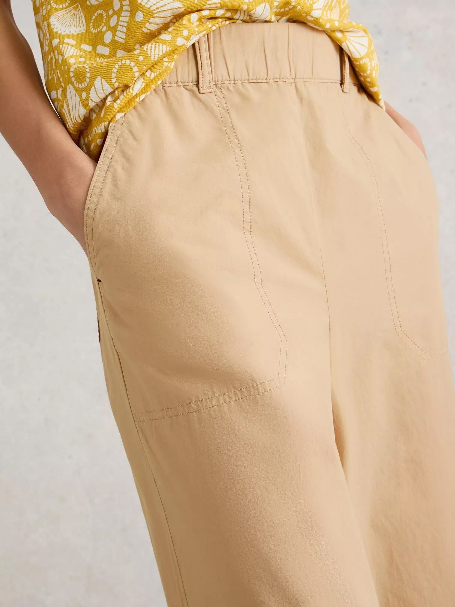 White Stuff Harley Cotton Trousers - Light Natural White Stuff
