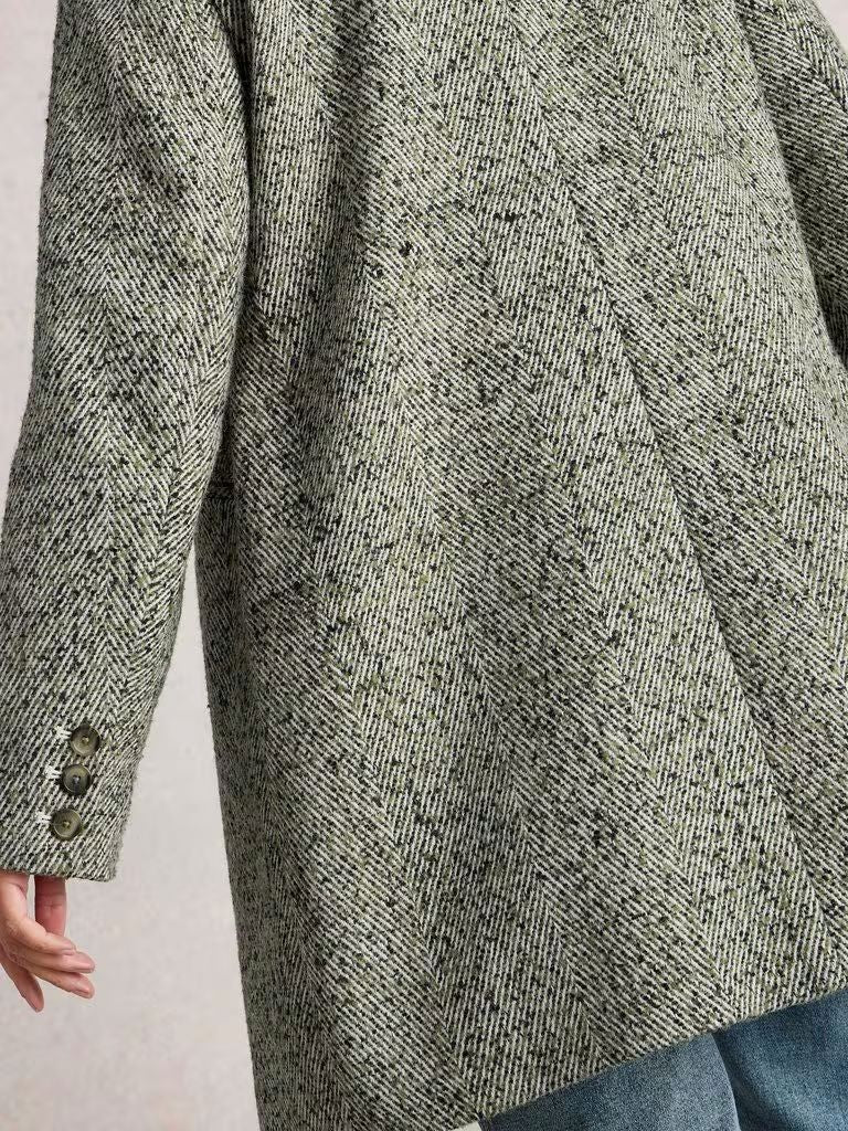 White Stuff Karla Tweed Wool Blend Coat - Grey Multi White Stuff