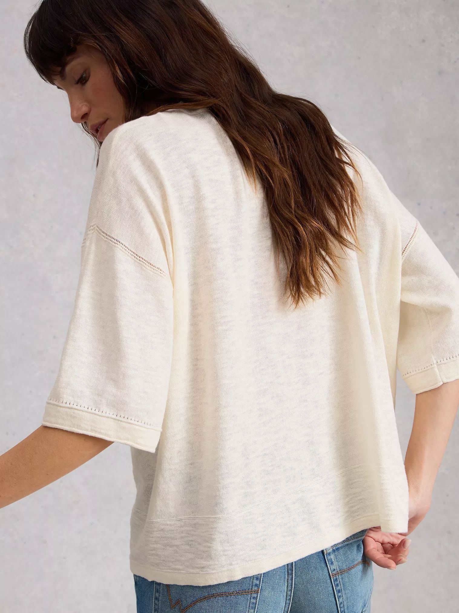 White Stuff Kate Linen Blend Tee - Natural White White Stuff
