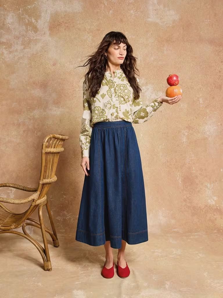 White Stuff Leo Denim Midi Skirt - Dark Denim White Stuff