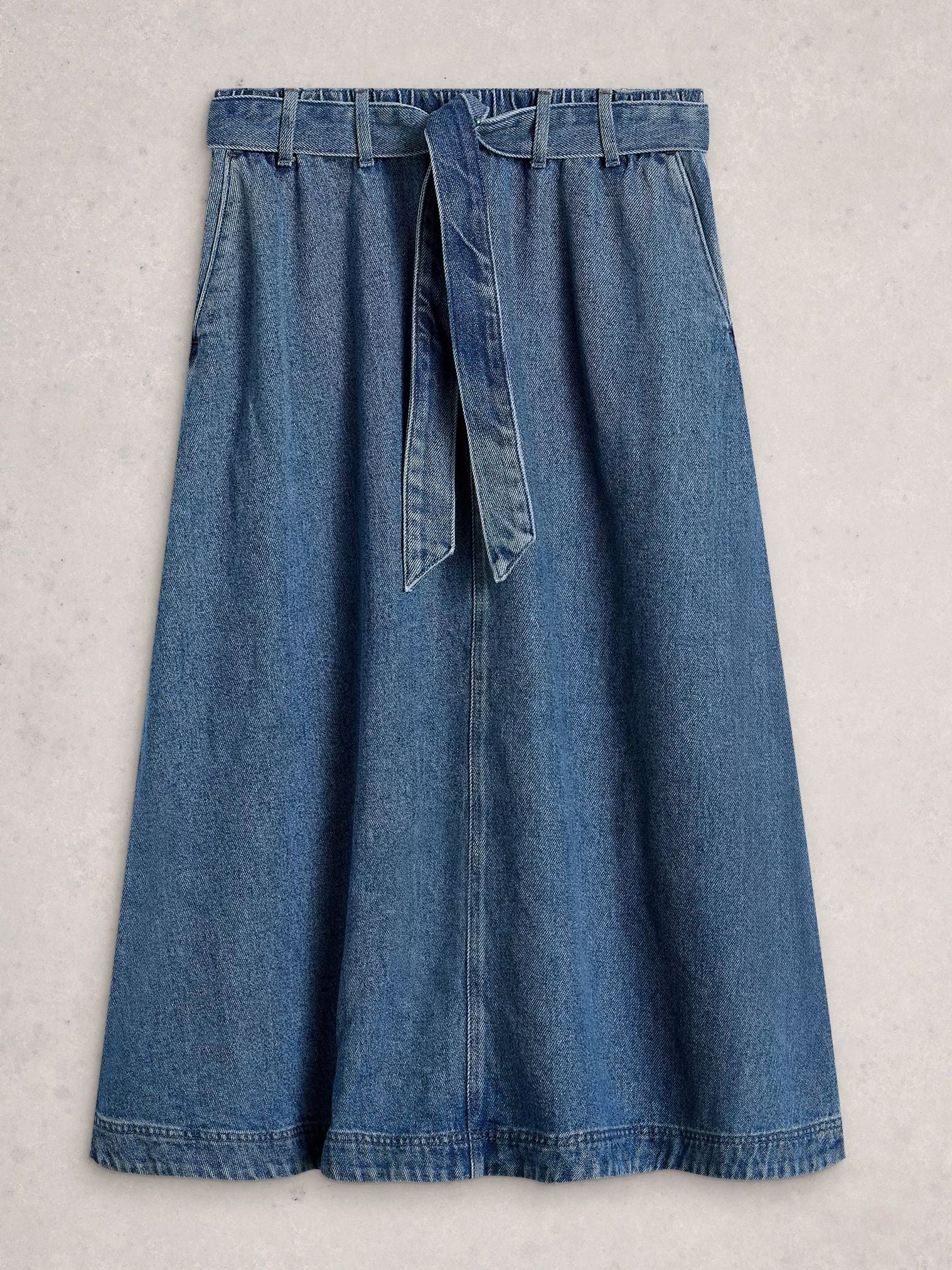 White Stuff Lexi Denim Midi Skirt - Mid Denim White Stuff
