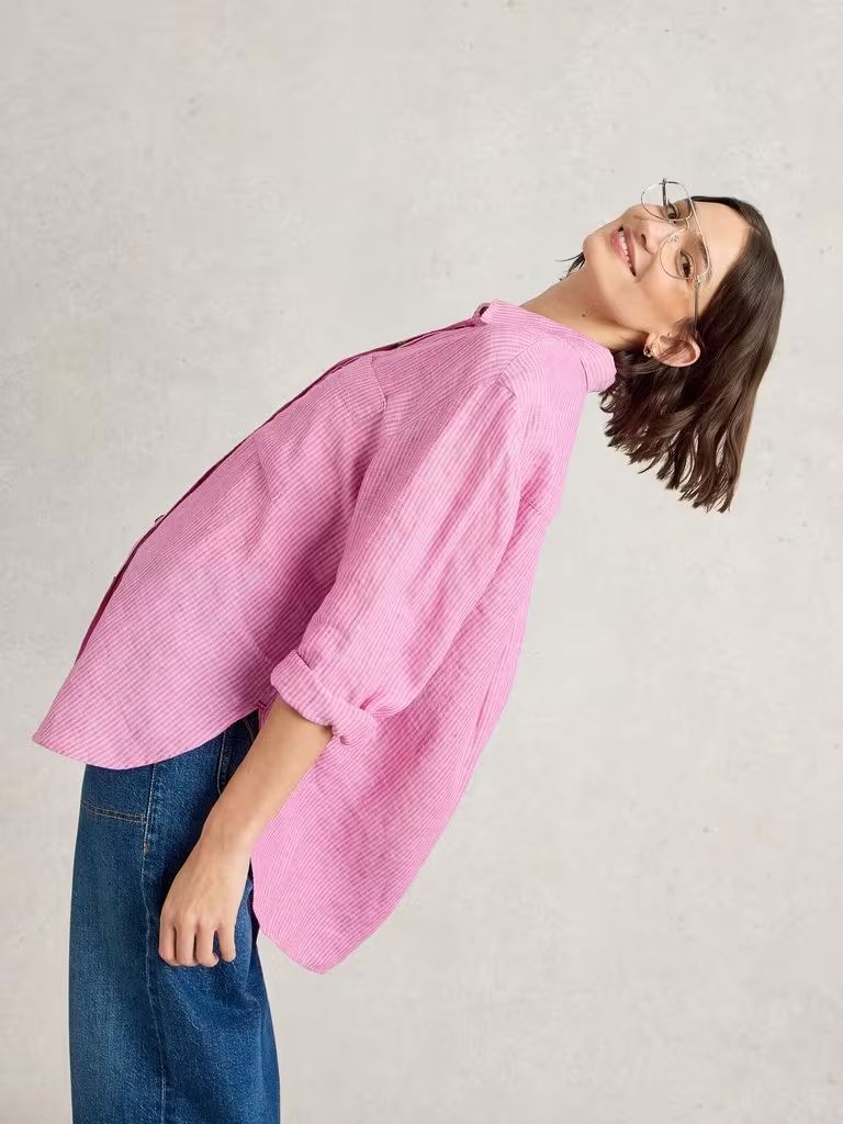 White Stuff Lydia Linen Shirt - Pink Multi White Stuff