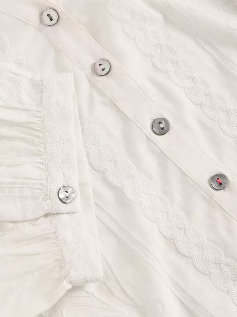 White Stuff Piper Embroidered Top - Natural White White Stuff