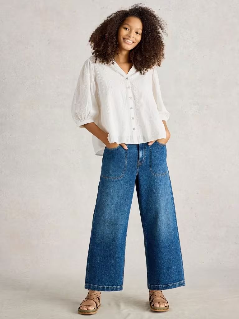 White Stuff Piper Embroidered Top - Natural White White Stuff