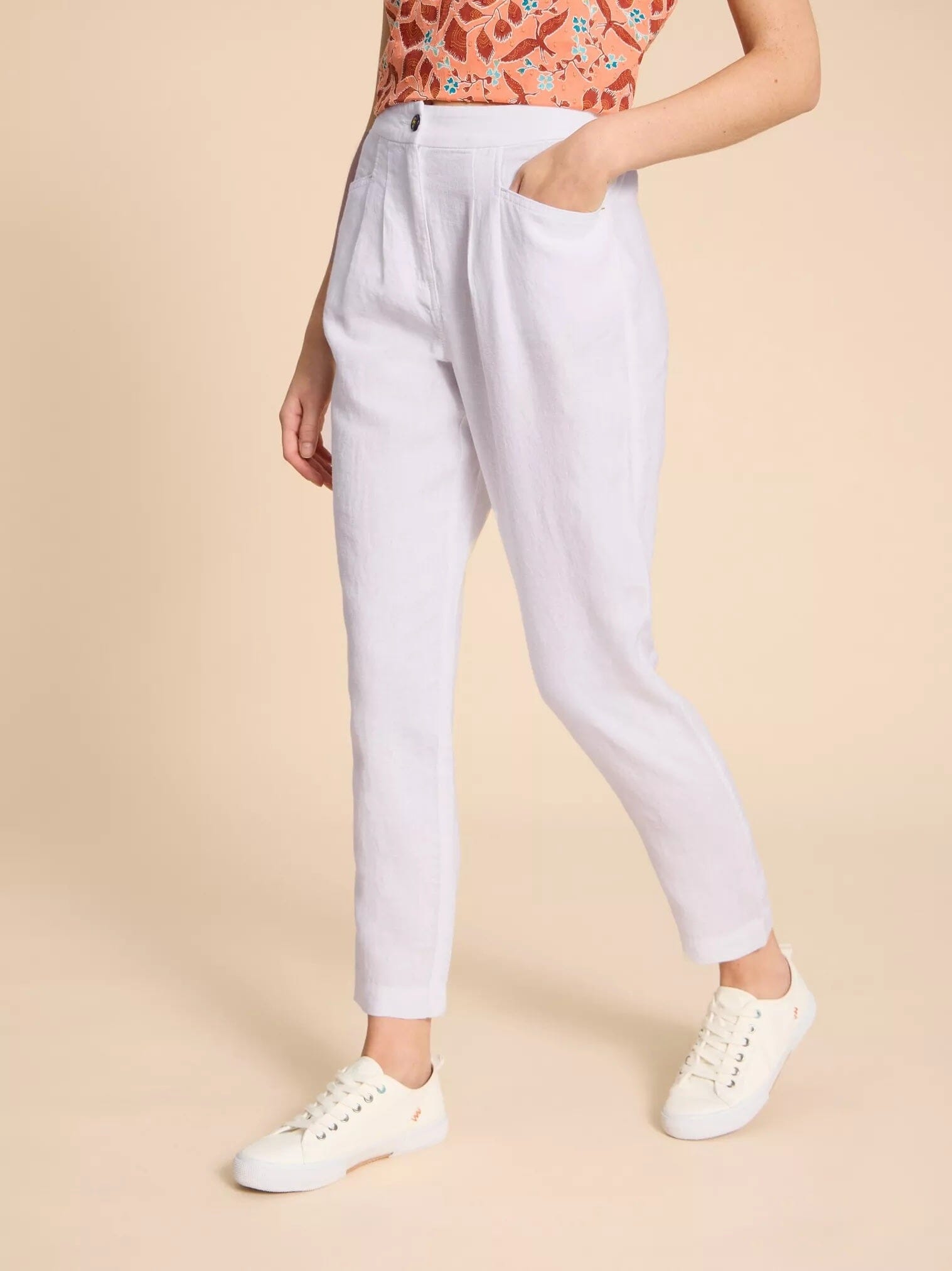 White Stuff Rowena Linen Trouser - Brilliant White White Stuff