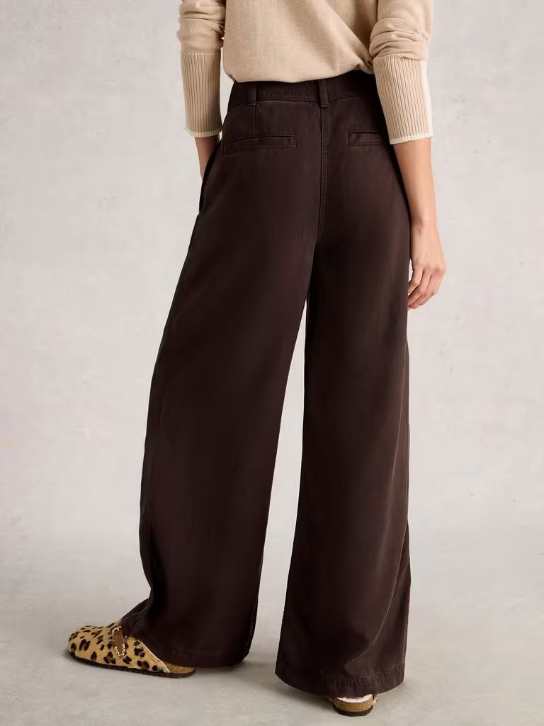 White Stuff Sasha Wide Leg Trouser - Dark Brown White Stuff