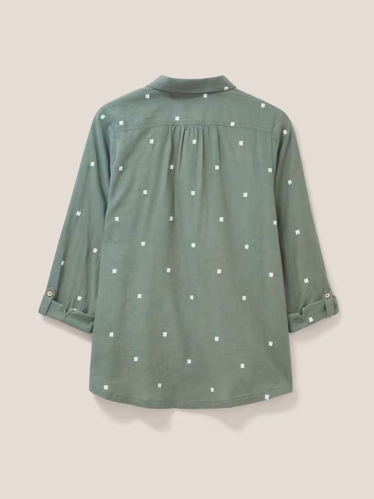 White Stuff Sophie Organic Cotton Shirt - Green Multi White Stuff