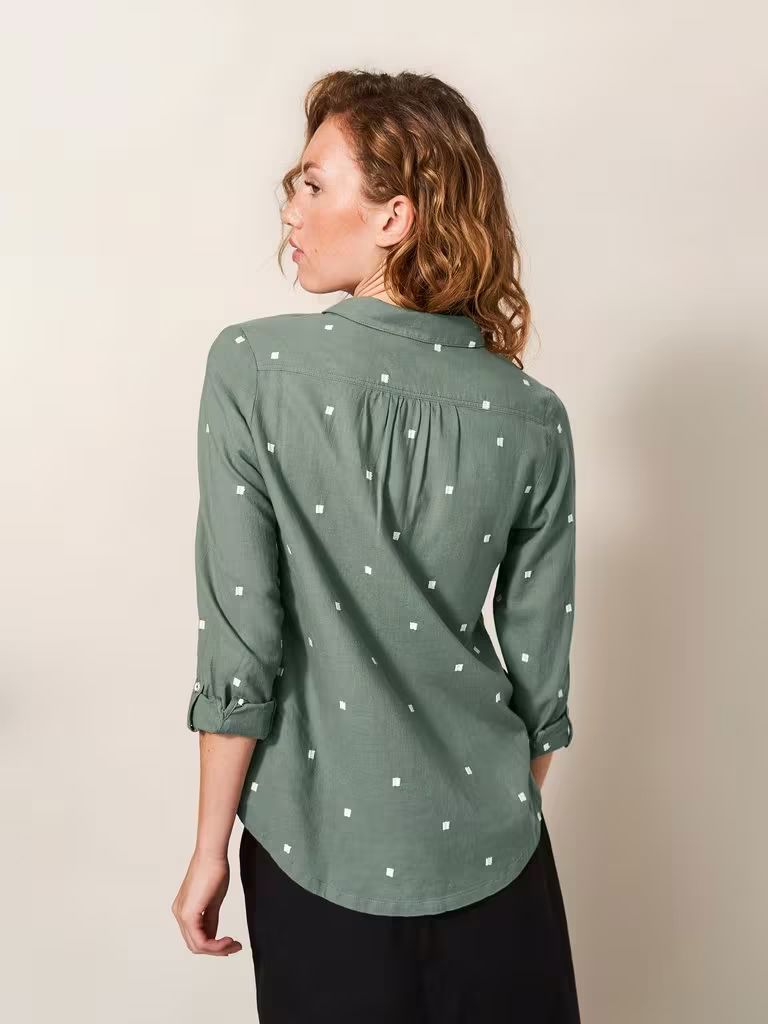 White Stuff Sophie Organic Cotton Shirt - Green Multi White Stuff