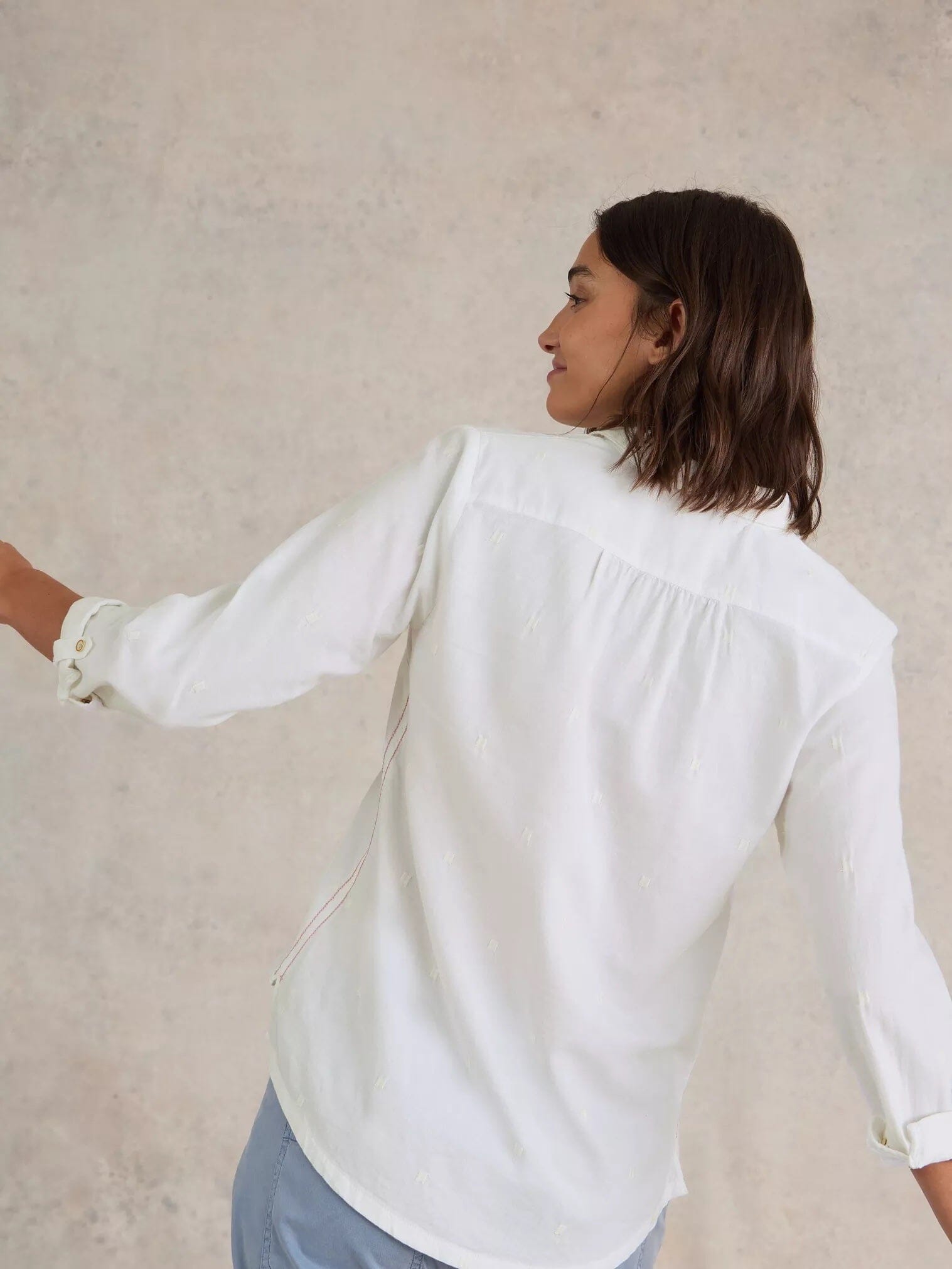 White Stuff Sophie Organic Cotton Shirt - Pale Ivory White Stuff
