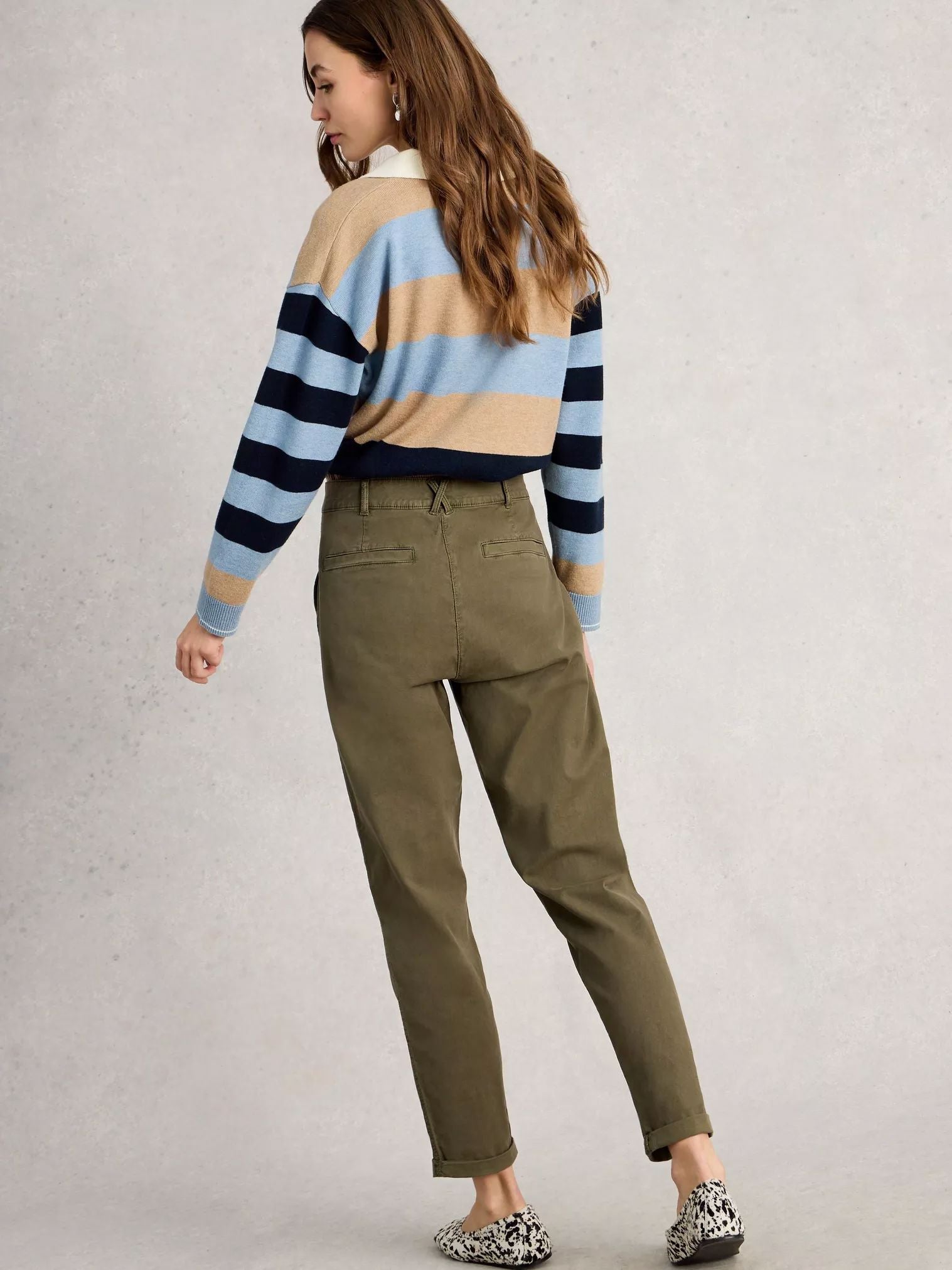 White Stuff Twister Chino Trouser - Khaki Green White Stuff