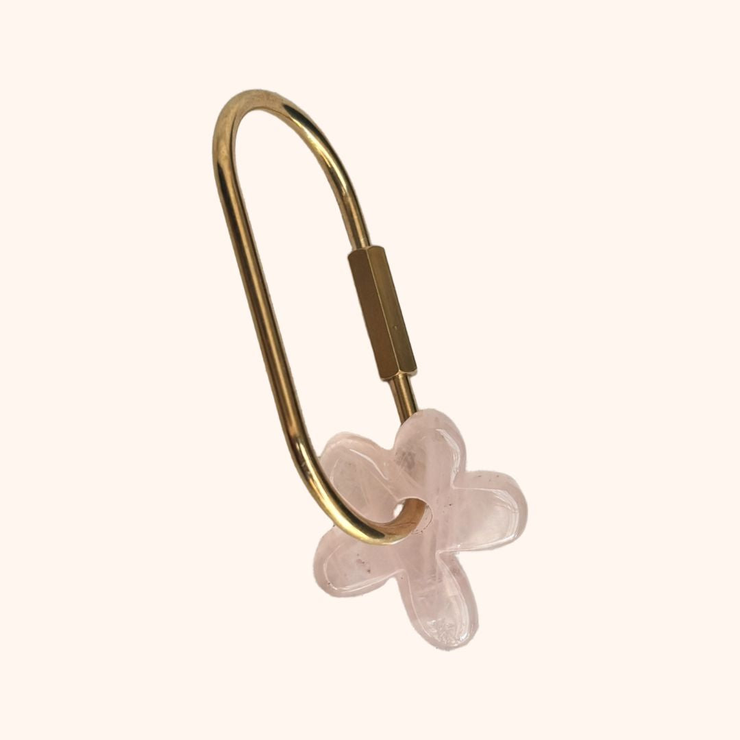 Wild Cactus Co. Crystal Flower Keyring - Rose Quartz Wild Cactus Co.