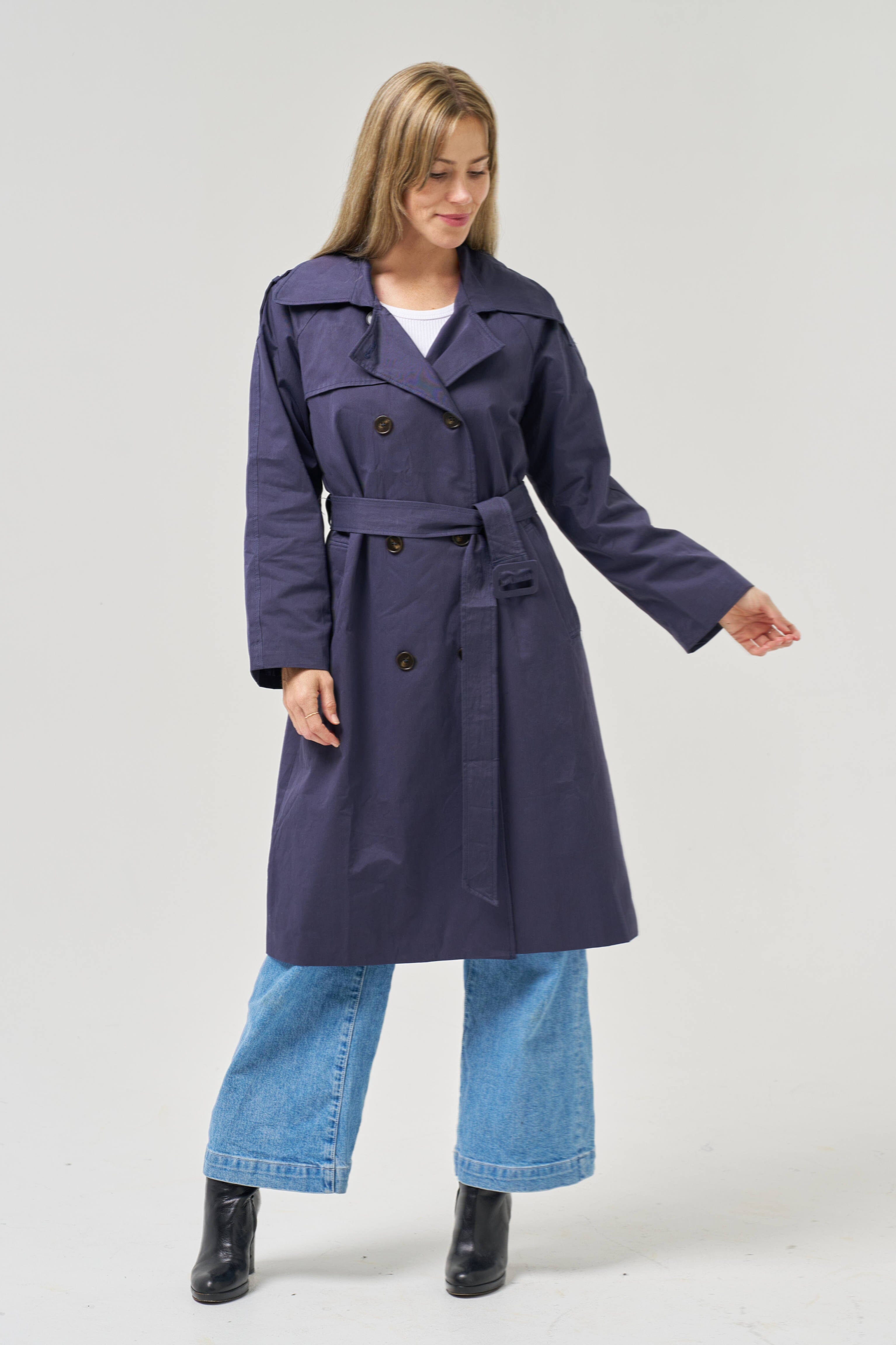 Worthier Cyma Trench Coat - Navy Worthier