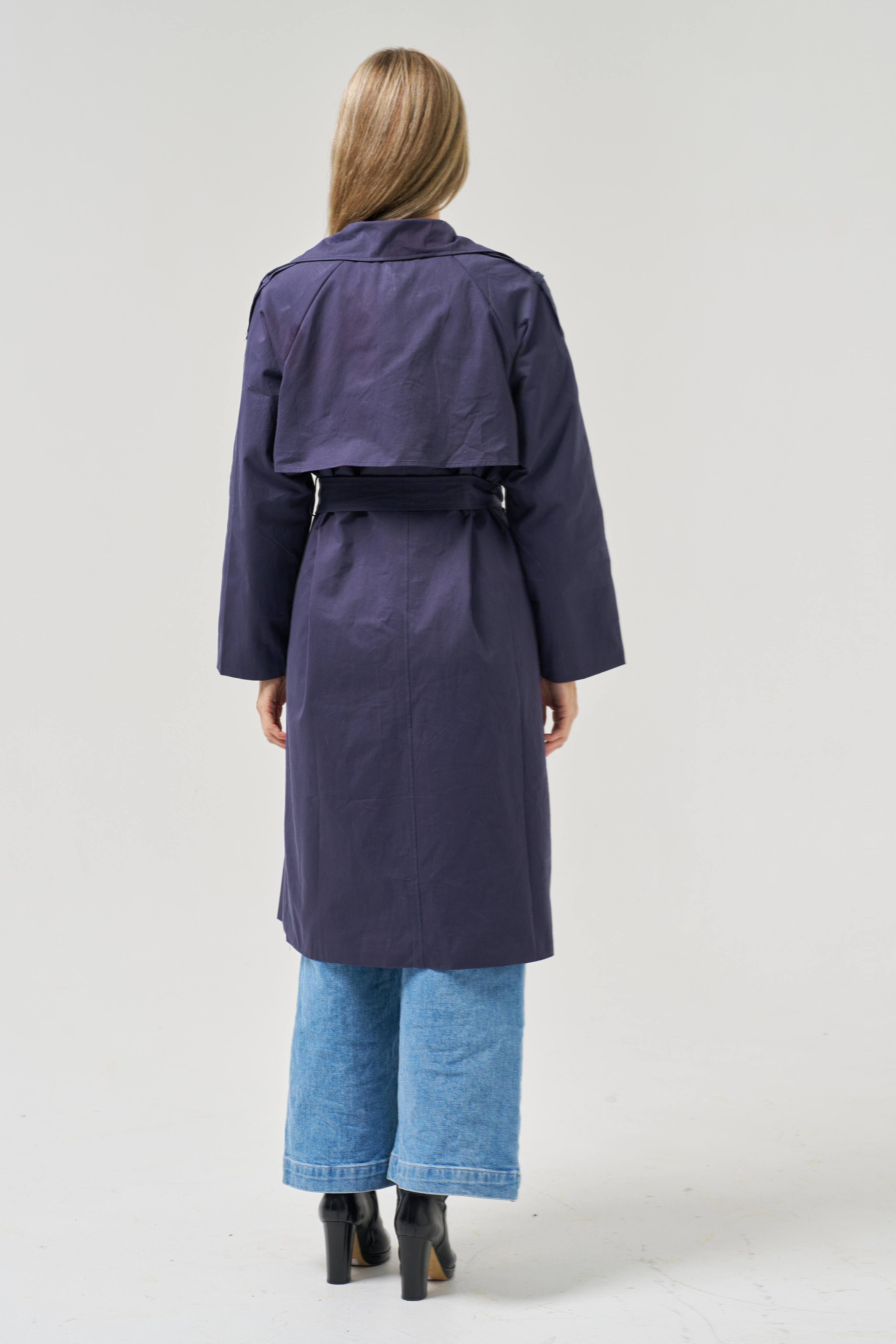 Worthier Cyma Trench Coat - Navy Worthier