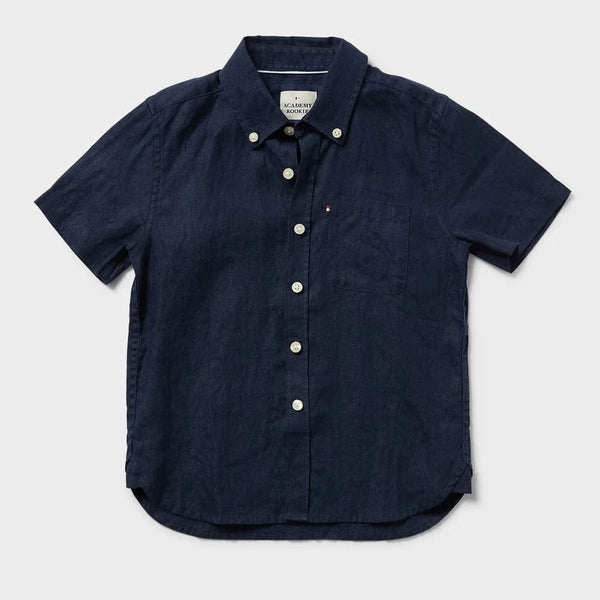 Academy Brand Rookie Hampton Linen Short Sleeve Shirt - Navy Academy Brand
