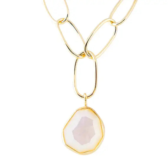 Fairley Free-Form Mother of Pearl Link Necklace - Gold Fairley