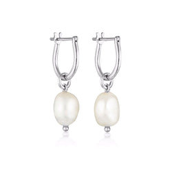 Linda Tahija Baroque Pearl Hoop Earrings - Silver Linda Tahija
