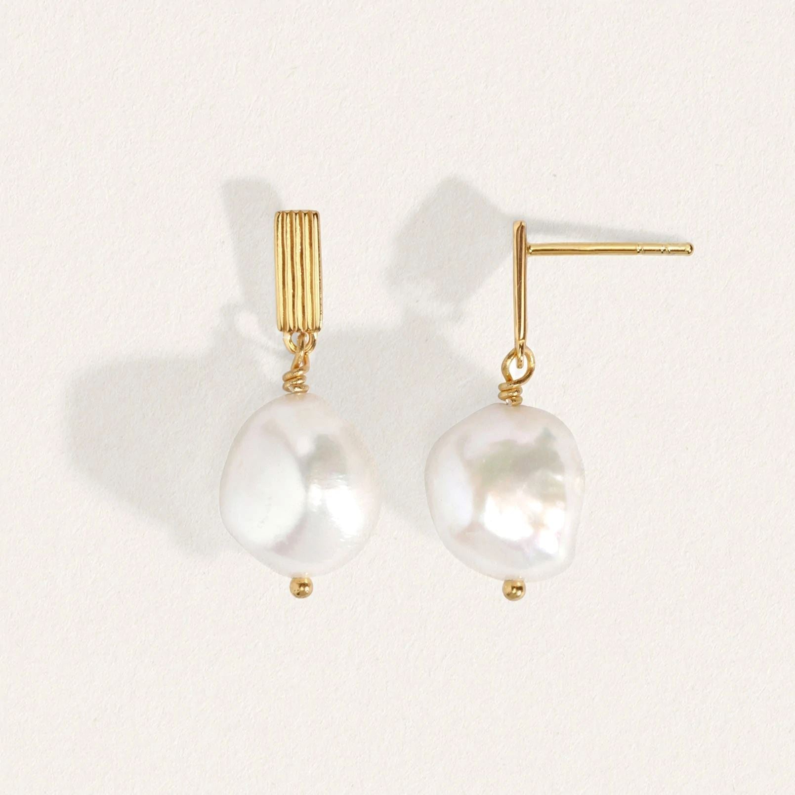 Temple of the Sun Baroque Pearl Earrings - Gold Temple of the Sun