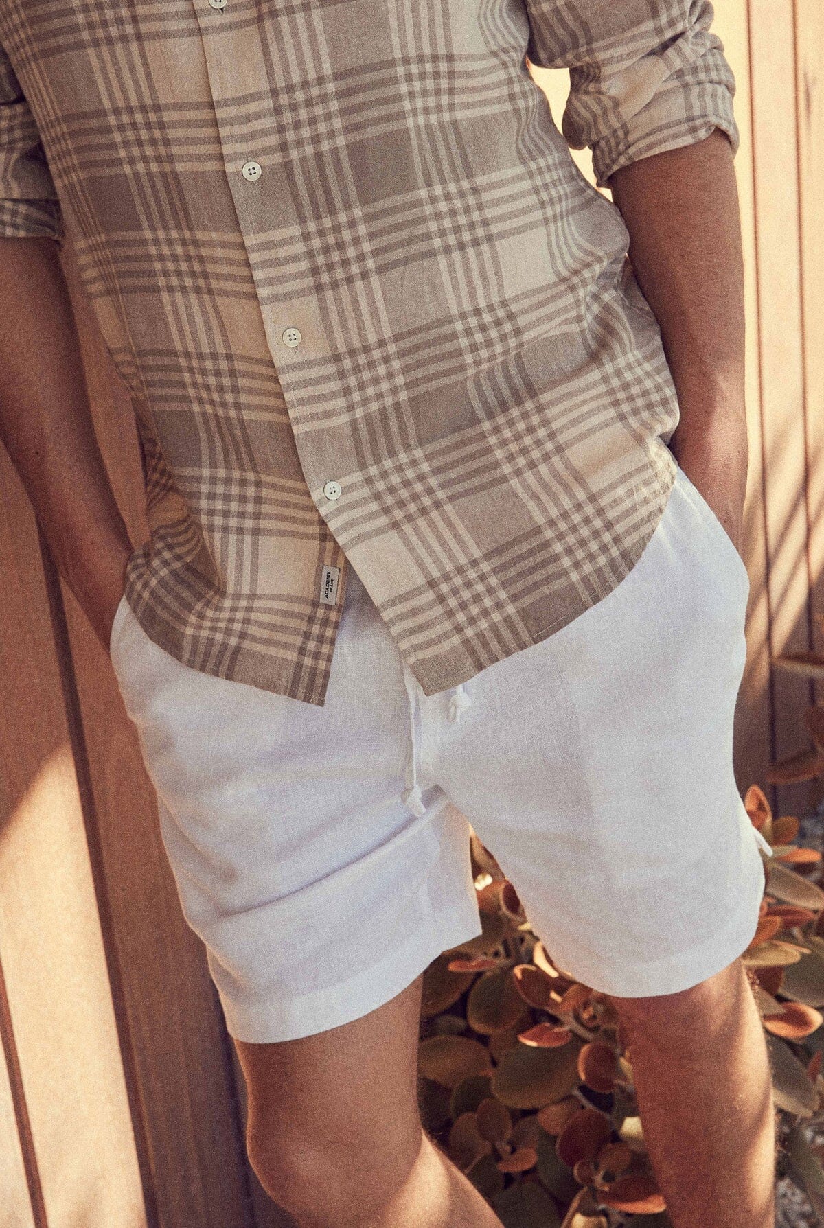 Academy Brand Men's Riviera Linen Shorts - White Academy Brand