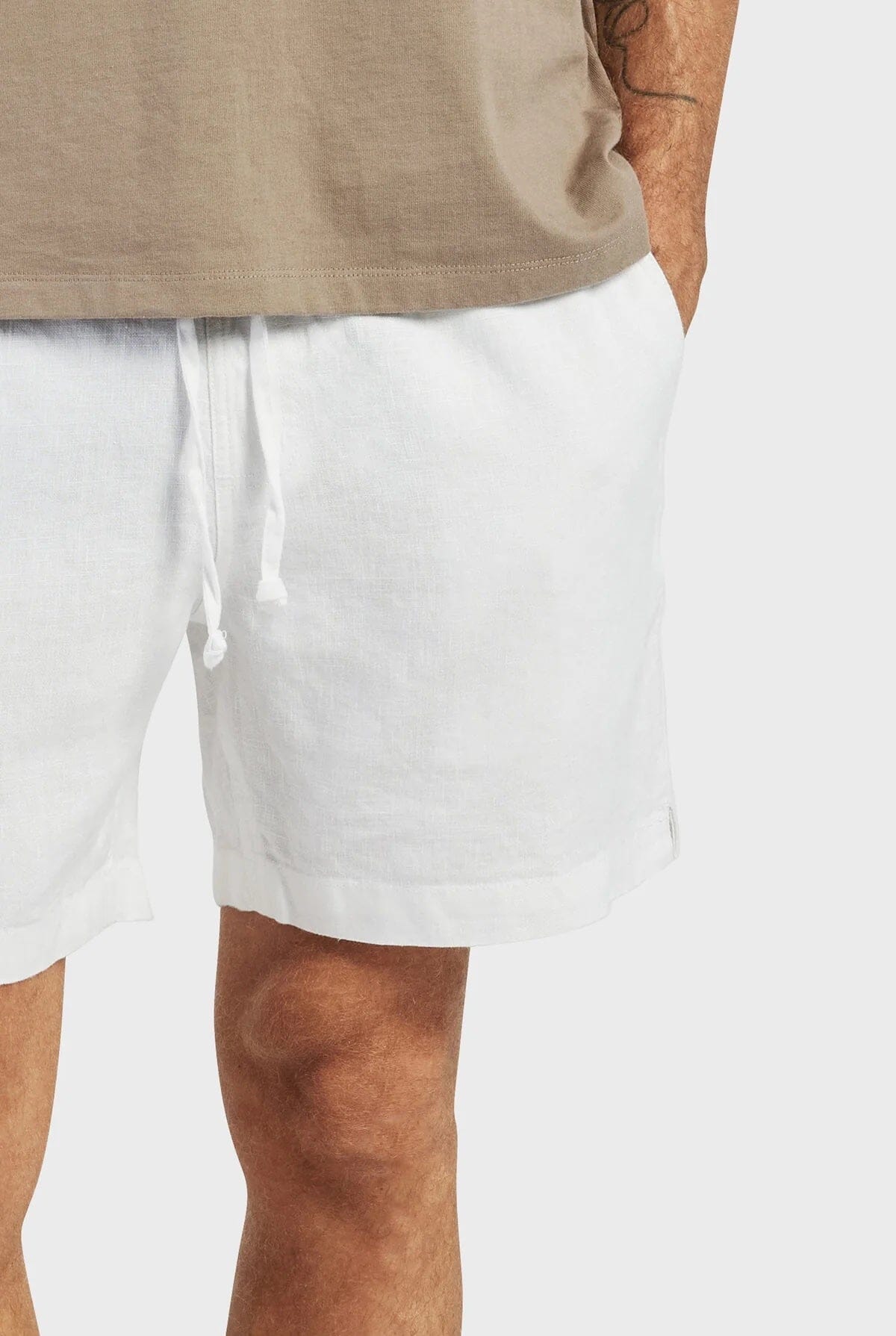 Academy Brand Men's Riviera Linen Shorts - White Academy Brand