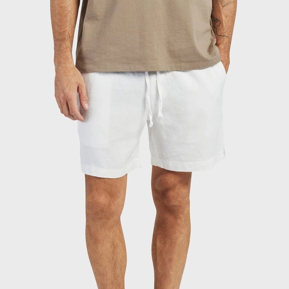 Academy Brand Men's Riviera Linen Shorts - White Academy Brand