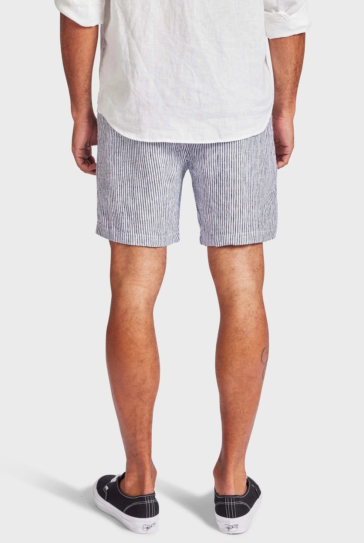 Academy Brand Men's Stripe Riviera Linen Shorts - Navy Academy Brand