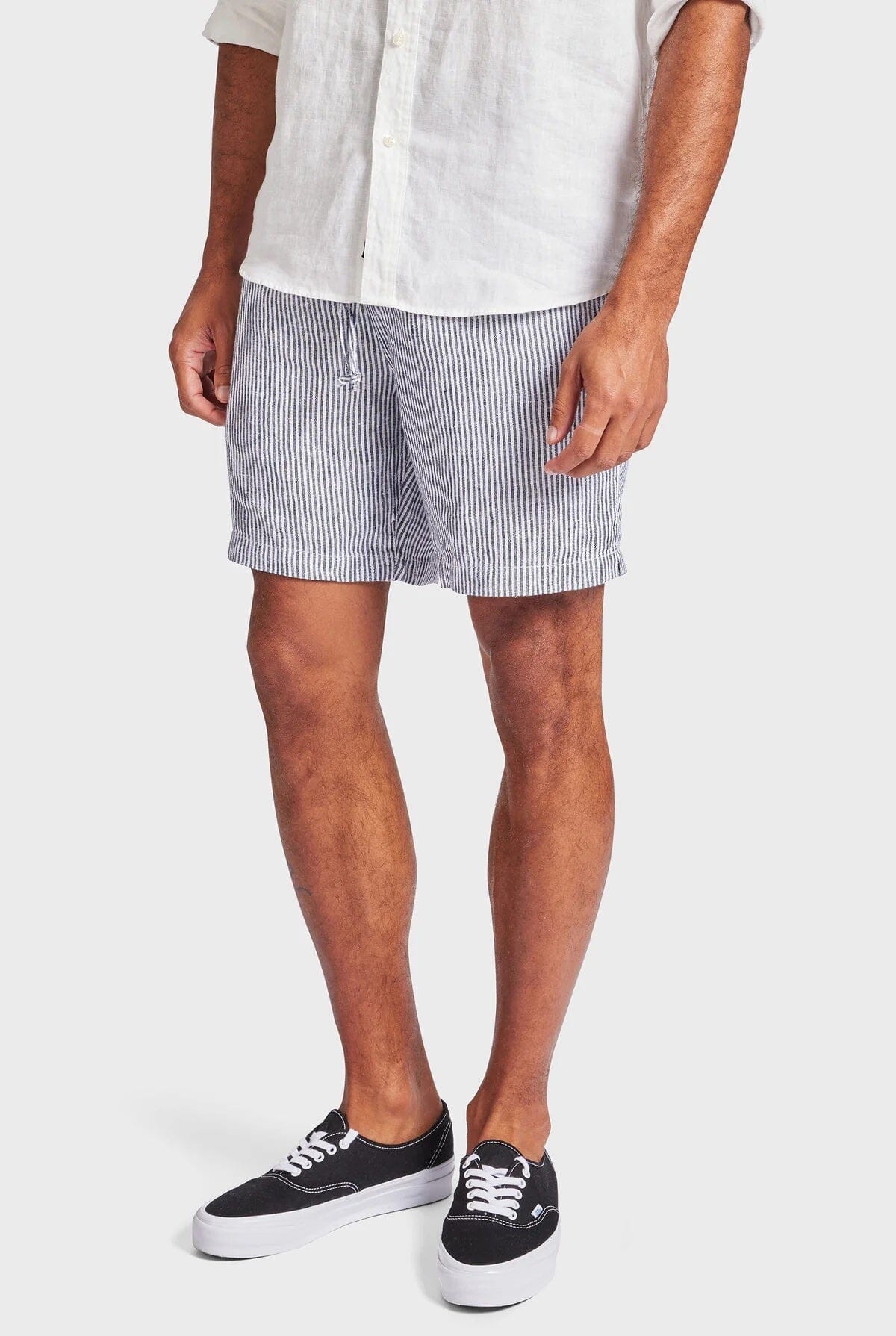 Academy Brand Men's Stripe Riviera Linen Shorts - Navy Academy Brand