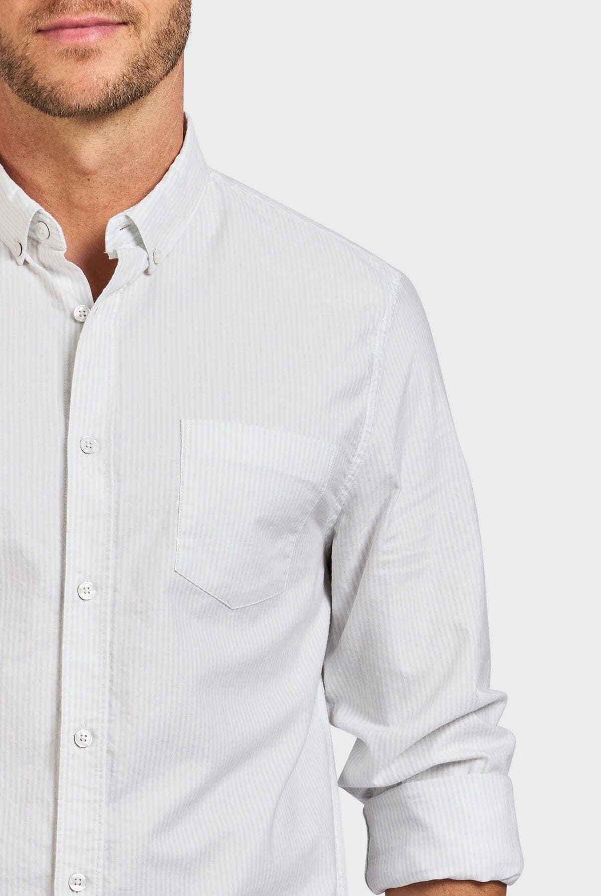 Academy Brand Men's Vintage Oxford Shirt - Ice Grey/White Stripe Academy Brand