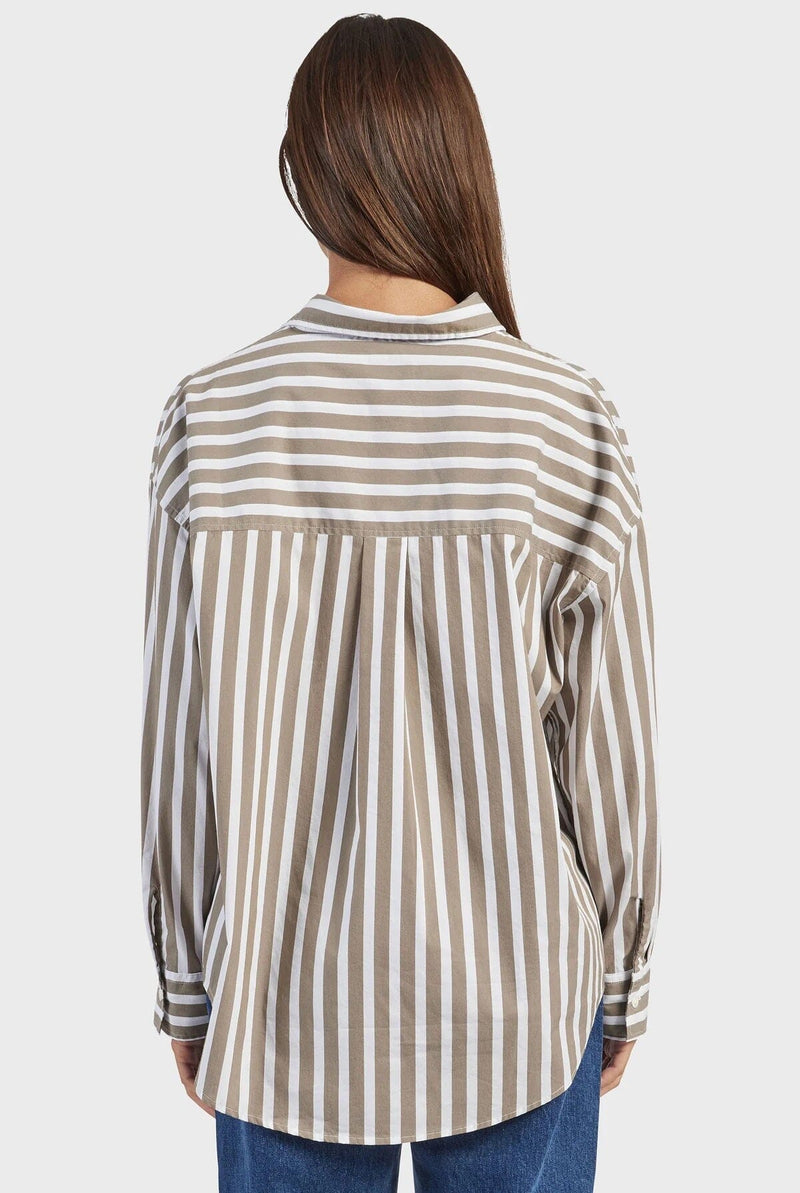 Academy Brand Women's Mia Stripe Shirt - Nomad Tan Academy Brand