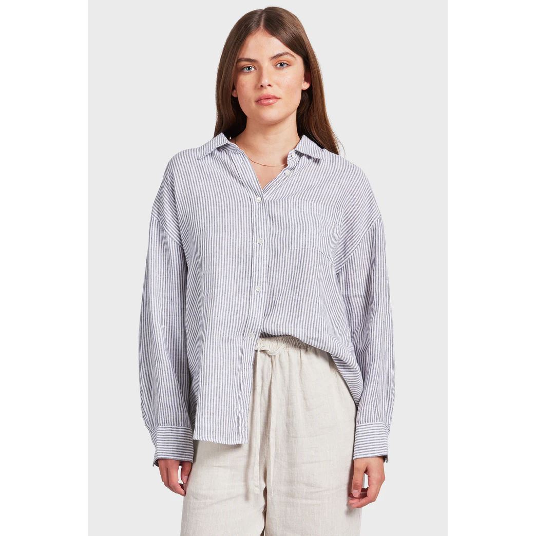 Academy Brand Women's Rory Linen Shirt - Smoke Pine Academy Brand