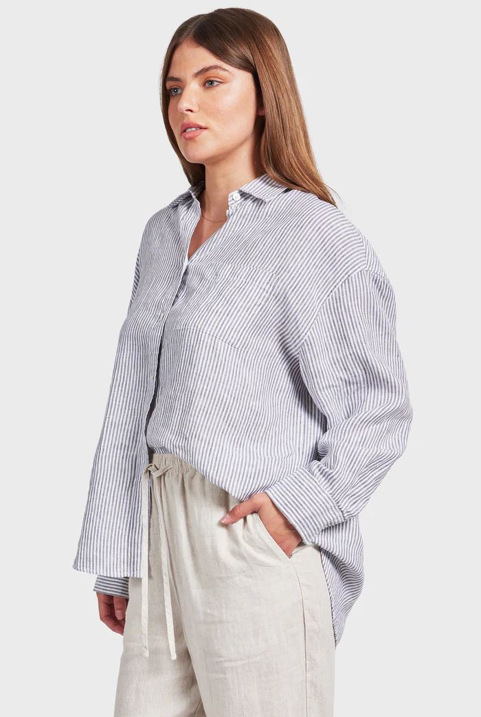 Academy Brand Women's Rory Linen Shirt - Smoke Pine Academy Brand