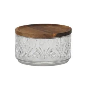 Aleah Glass Bowl w/ Wooden Lid Coast to Coast Home